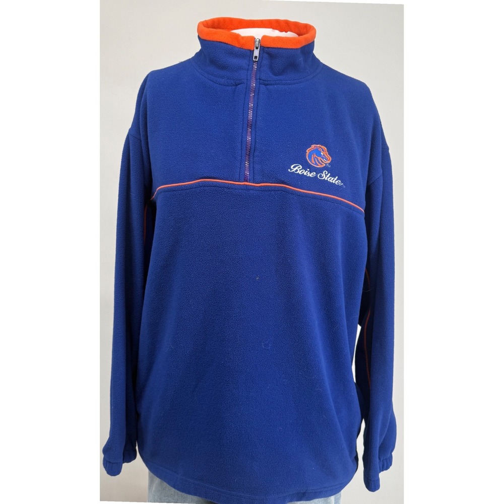 OVB Boise State Broncos Quarter Zip Fleece Pullover Blue Orange Mens XL